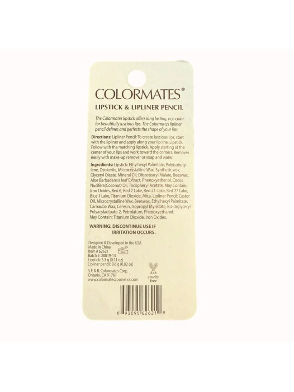 Colormates Lipstick Lipliner Pencil Set Ginger Spice Paraben Free Vitamin E Aloe